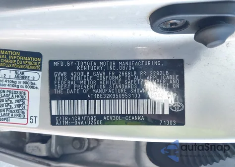 2005 Toyota Camry Std from USA, damaged, VIN 4T1BE32K95U953103